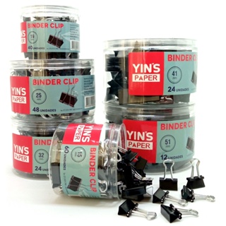 Pote com Prendedor de Papel Binder de Metal Yins Paper 15 19 25 32 41 51 mm em Oferta na Shopee