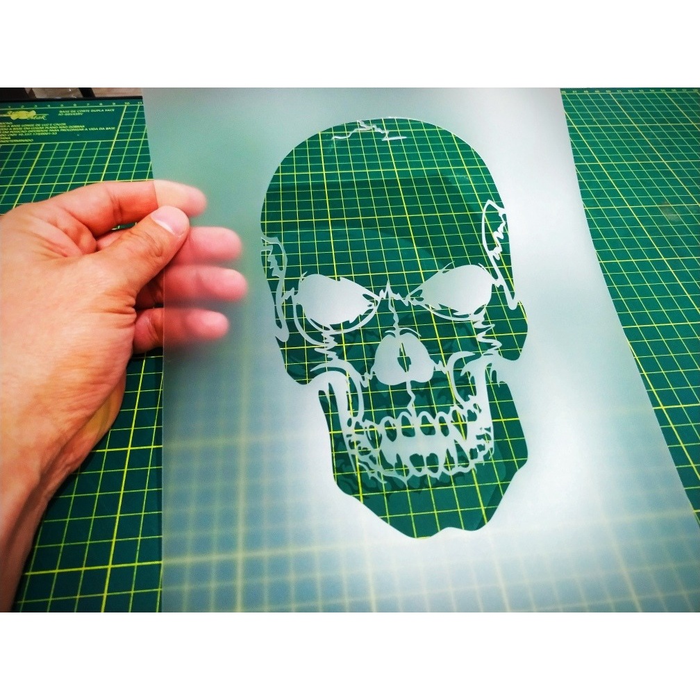 Molde Stencil Vazado Caveira para Aerografias  e Pinturas Skull 2R23