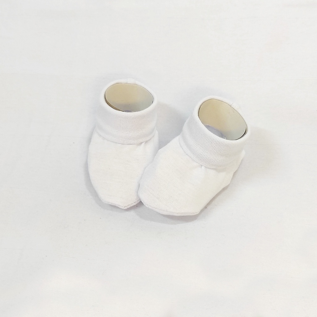 BRANCO LISO Sapatinho Pantufa para Recém Nascido Bebê 100% Algodão Antialérgico e Macio