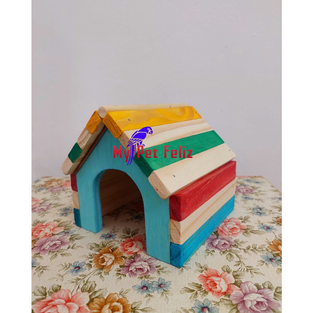 toca para hamster - toca para esquilo da mongólia - toca para pequenos roedores - casa para hamster (MOD chalé-azul)