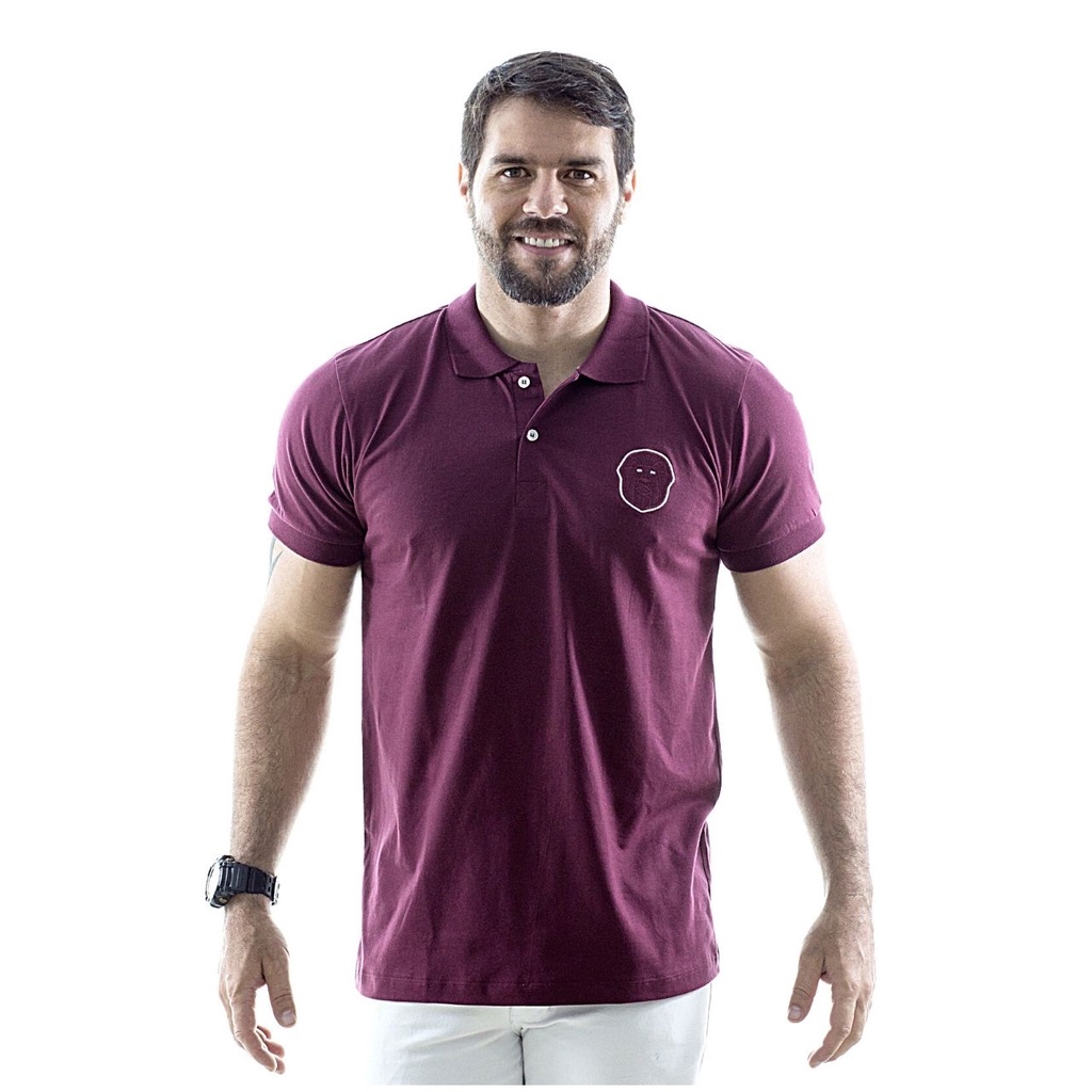 Camisa Camiseta Gola Polo Tora Bora Bordado Dublin Bordô Ou Vinho 100% Algodão