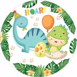 Painel Redondo Tecido Sublimado Dino Baby 2