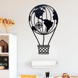 Quadro Decorativo Mapa Mundi Balão Aplique De Parede Vazado Decoração Decoração Minimalista Mdf 3mm
