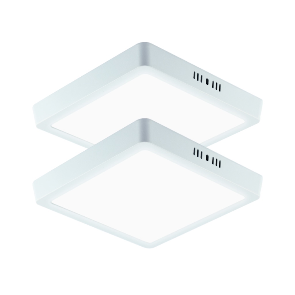 Kit 2 Painel Plafon Luminaria Quadrada Sobrepor 18W Branco Frio