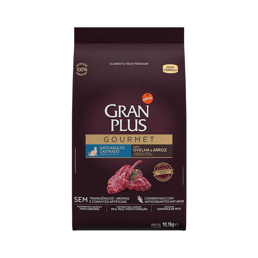 Racao Gran Plus Gourmet Gato Castrado Ovelha E Arroz 10,1kg em Oferta na Shopee