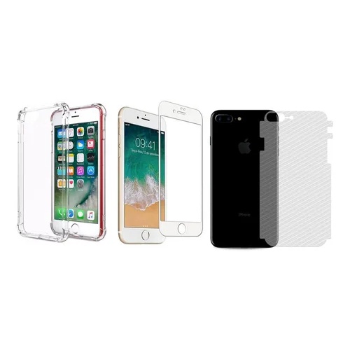 Capinha E Película Vidro 9d Branca E Traseira iPhone 7 Plus