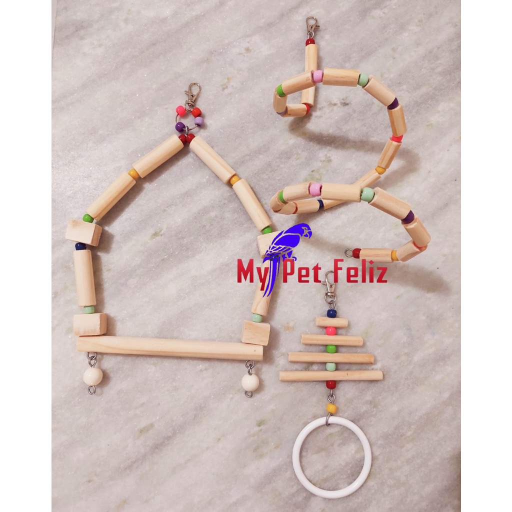 brinquedo para calosita - brinquedo para calopsitas - brinquedo para periquito - brinquedos para viveiro (KIT13-Natural)