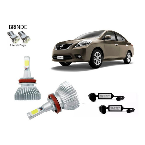 Par Lampada Super Branca Led 6000k Farol Milha Nissan Versa