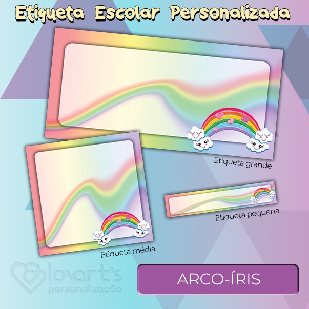 ARCO-IRIS - Adesivo Etiqueta Escolar Personalizada | Shopee Brasil