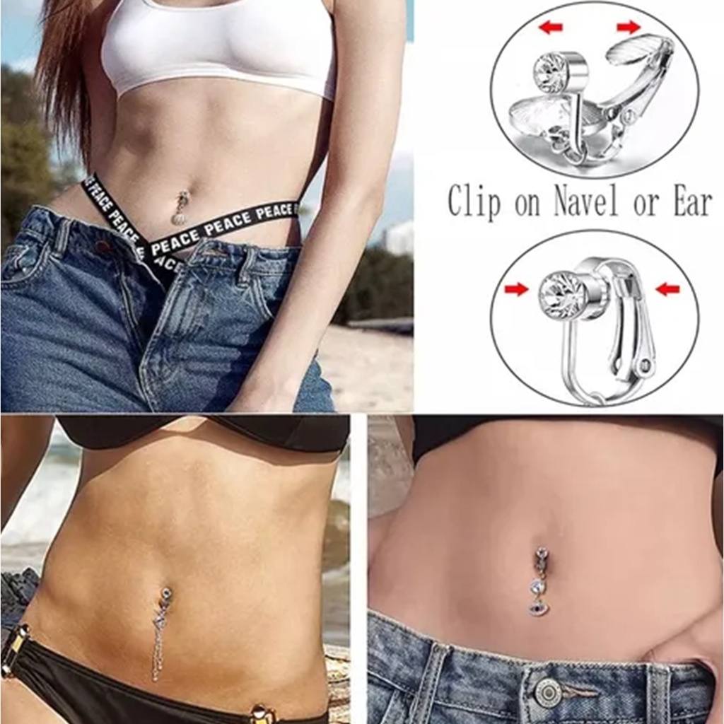 Piercing De Umbigo Pressão Sem Furo / Informar o Modelo - (Variação) em Oferta na Shopee