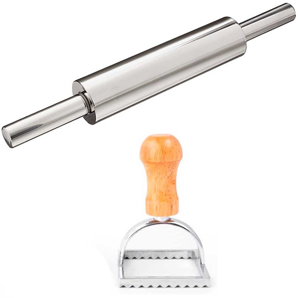 Rolo de Inox massas doces salgados receita culinária confeiteiro e 1 modelador recortador de ravioli pastel quadrado 7cm
