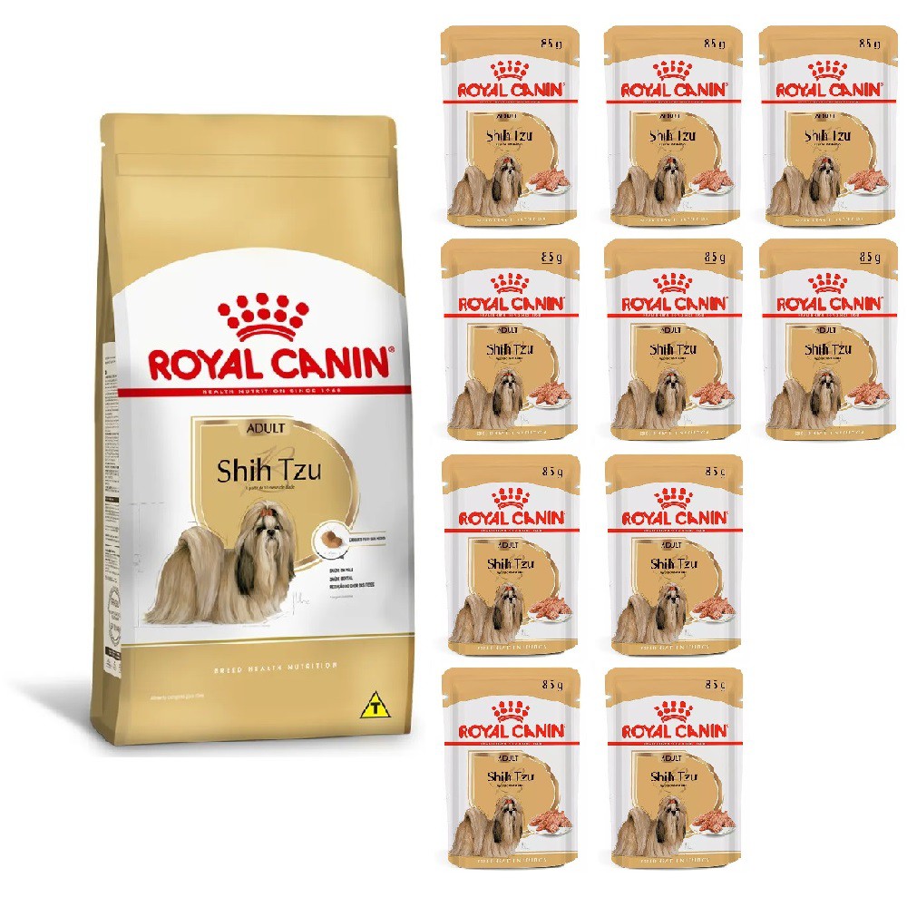 KIT RC ROYAL CANIN RACA SHIH TZU ADULT 2,5KG E 10 WET ROYAL CANIN SHIH TZU ADULT 85G