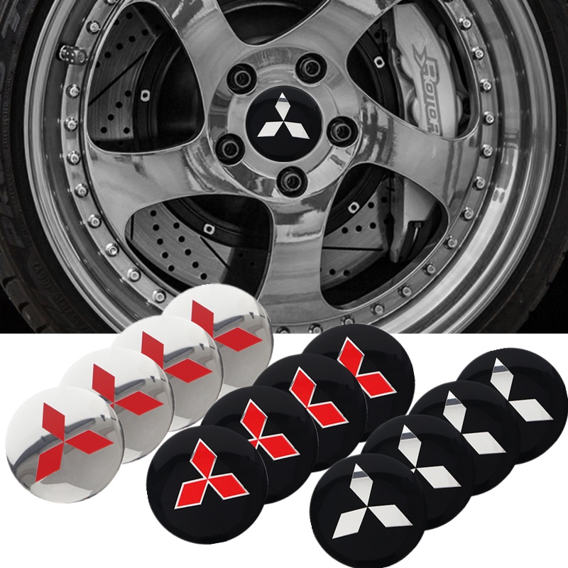 4 Pcs Carro Do Centro De Roda Hub Caps Emblema Adesivos Para Mitsubishi lancer asx outlander pajero l200 galant