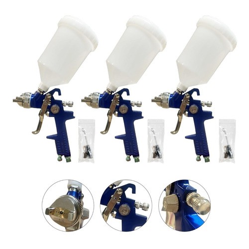 Pistola De Pintura Hvlp 827 Bico 1.4mm Kit Com 3 Wwsoldas em Oferta na Shopee