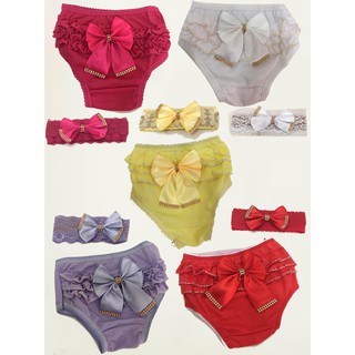 Calcinha Bunda Rica com Tiara Luxo Para Bebê - Pronta Entrega