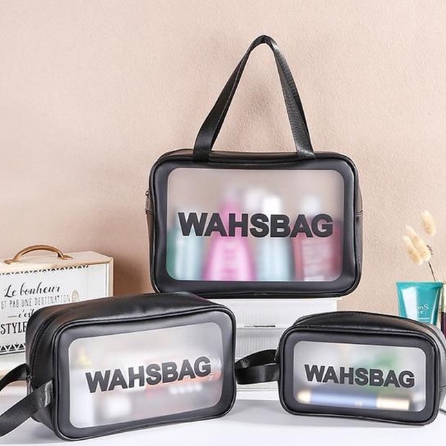 Bolsa Necessarie Transparente WashBag Impermeável Com Alça em Oferta na Shopee