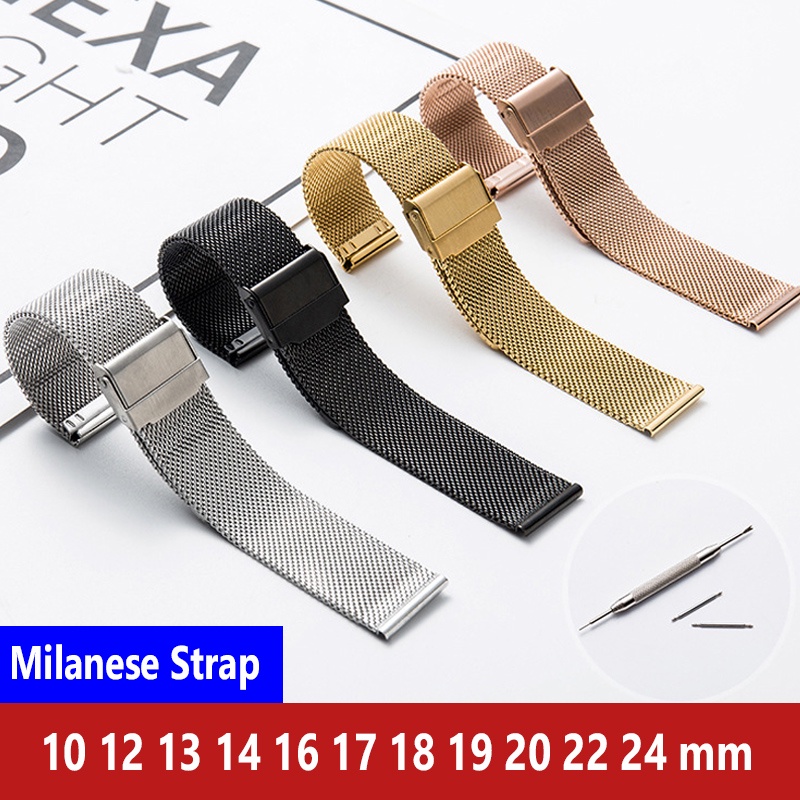 Pulseira De Relógio Universal Em Aço Inoxidável Para Com Milanese Loop 0.6mm Mesh 10/12/13/14/16/17/18/19/20/22mm