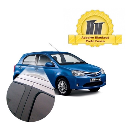 Adesivo Blackout Coluna Porta Preto Fosco Poroso Etios Sedan