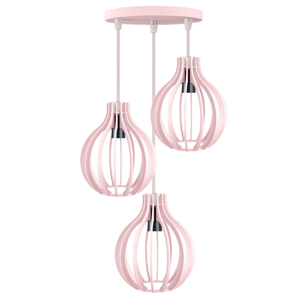Pendente  Luminária  Trio Rosa Bebê Cabo Cristal Bolinha em Oferta na Shopee