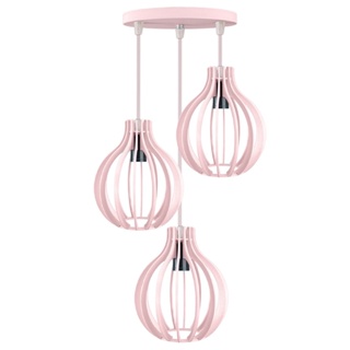 Pendente  Luminária  Trio Rosa Bebê Cabo Cristal Bolinha em Oferta na Shopee