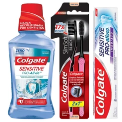 Kit Colgate: Creme Dental 90g + Enxaguante Bucal 250ml + Escova Dental