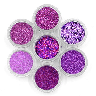 TORRE CASCATA DE GLITTER LILÁS 30 DECORAÇÃO DE UNHAS 7 CORES em Oferta na Shopee