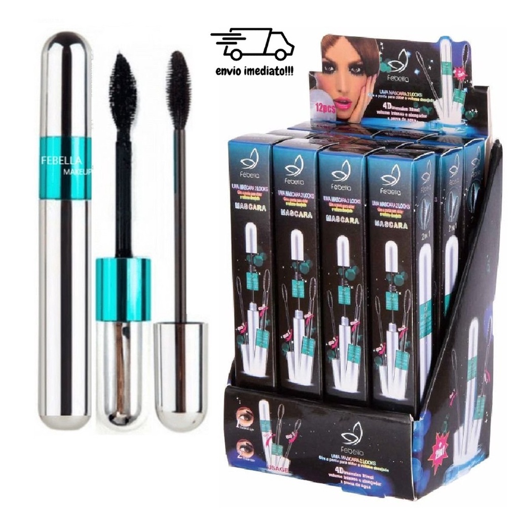 Rímel 4D Febella 2 em 1 - Uma Máscara 2 Looks Maquiagem para Olhos
