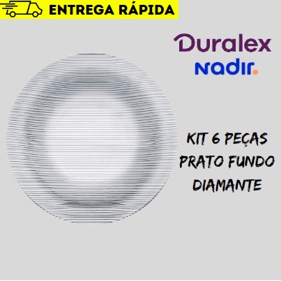Kit 6 Pratos Fundos Duralex Diamante -  Nadir em Oferta na Shopee