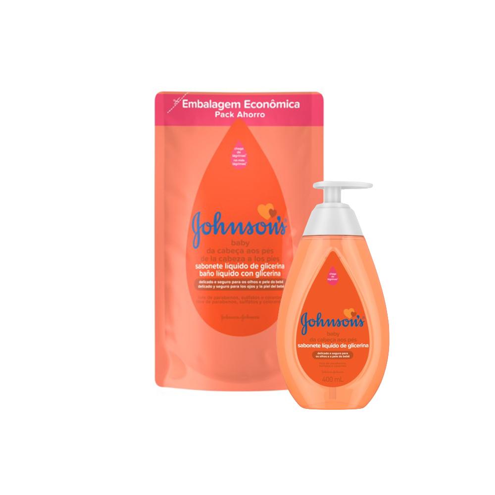Kit Sabonete Líquido Johnson's Baby Cabeça aos Pés 400ml + refil 180ml