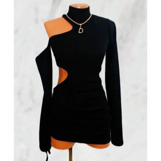 Vestido Feminino Luxo Gola Alta decotado