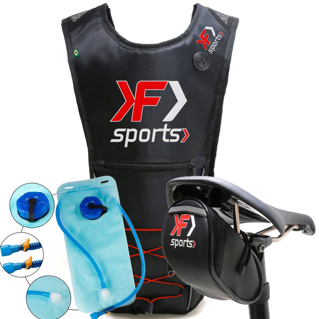 Kit Para Ciclismo Mochila De Hidratação Bolsa Selim Celular Bike Bicicleta Vermelho