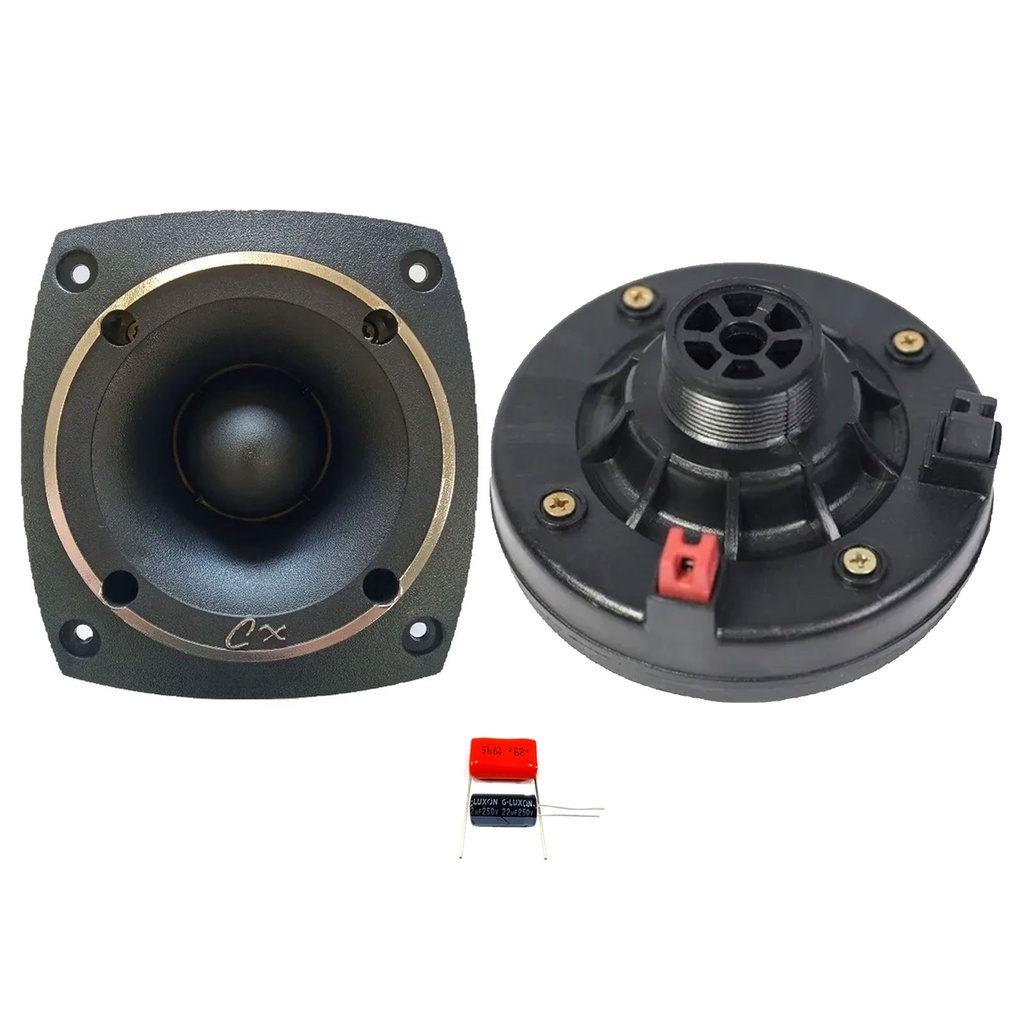 Kit 1 Driver Corneta + 1 Super Tweeter Profissional 150w Rms + Capacitores