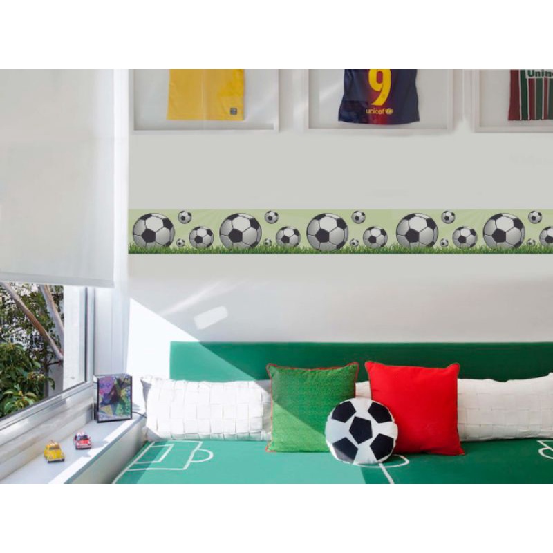 faixa adesiva decorativa quarto de menino tema futebol