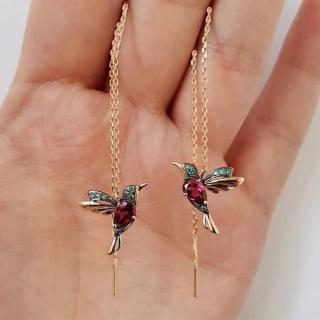 Brincos de pássaro de cristal doce para joias femininas