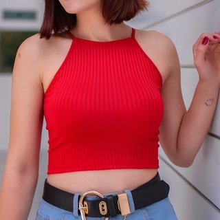 Cropped Alcinha Canelado Vermelho
