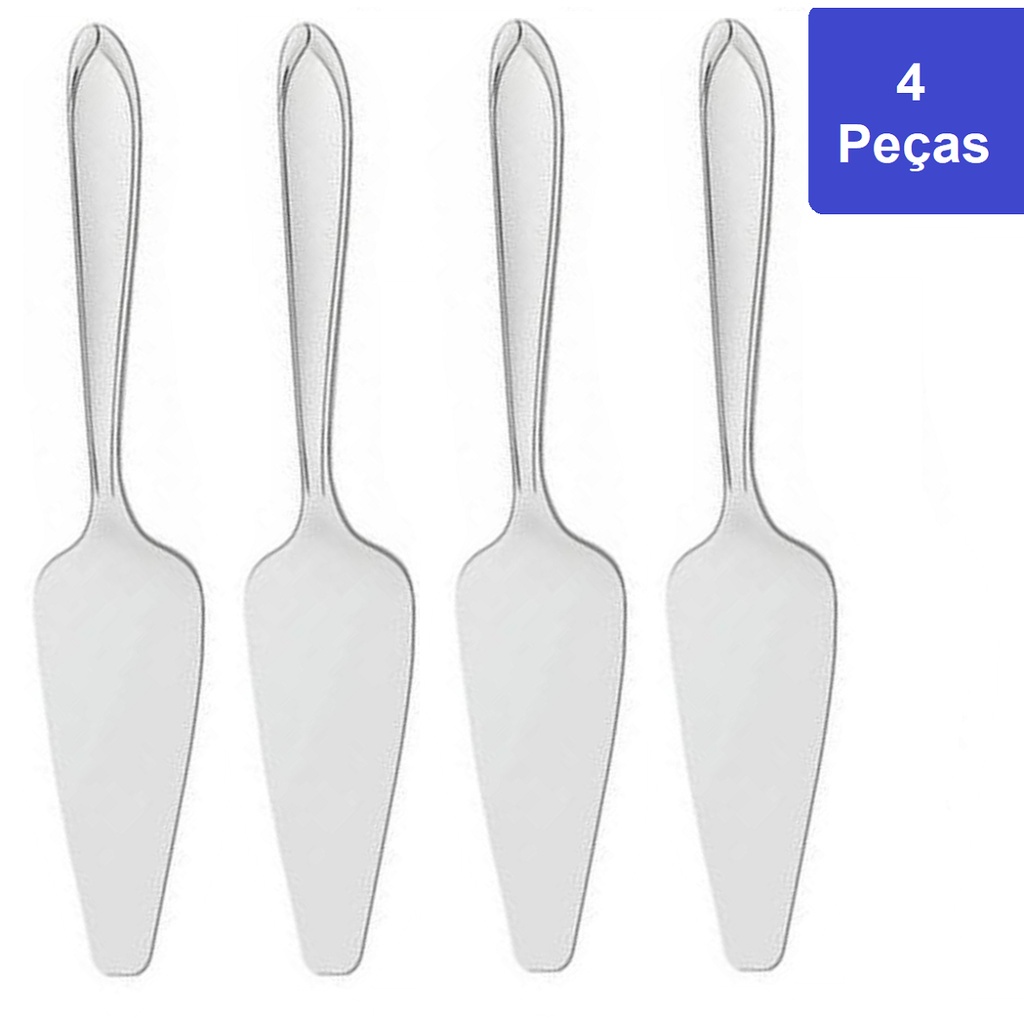 Kit 4 Espátulas para Bolo Tramontina Laguna em Aço Inox Utensílios de Cozinha Resistente Ideal para Servir Sobremesas