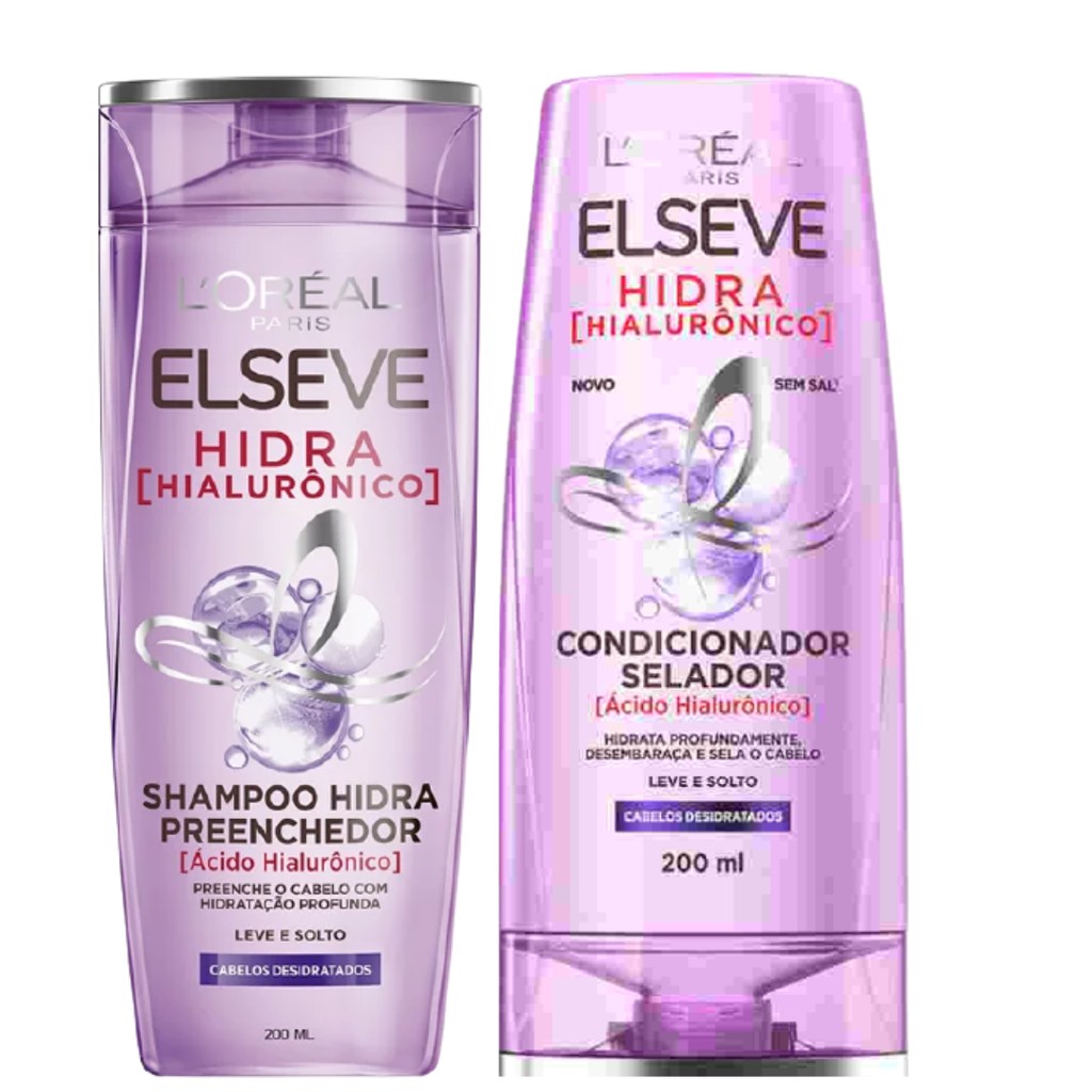 Shampoo e condicionador Hidra Hialuronico Loreal Elseve 200ml (roxo