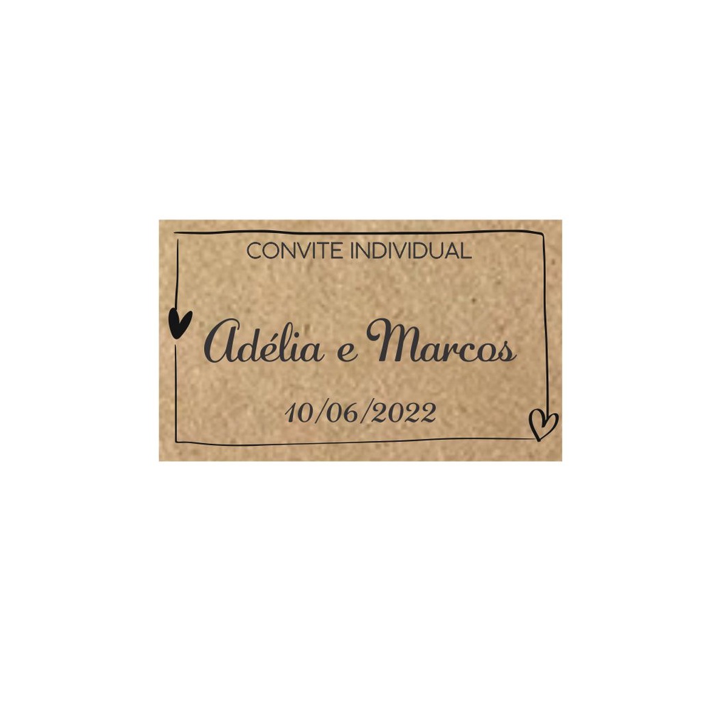 Convite individual personalizado para casamento em papel kraft