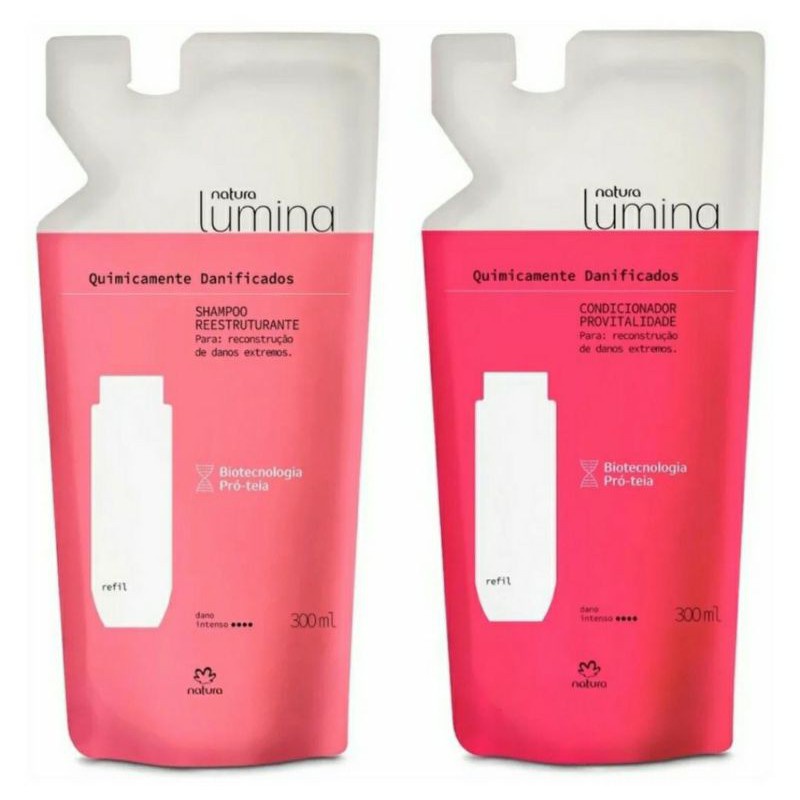 Natura Lumina cabelos Quimicamente Danificados - kit REFIL shampoo e condicionador