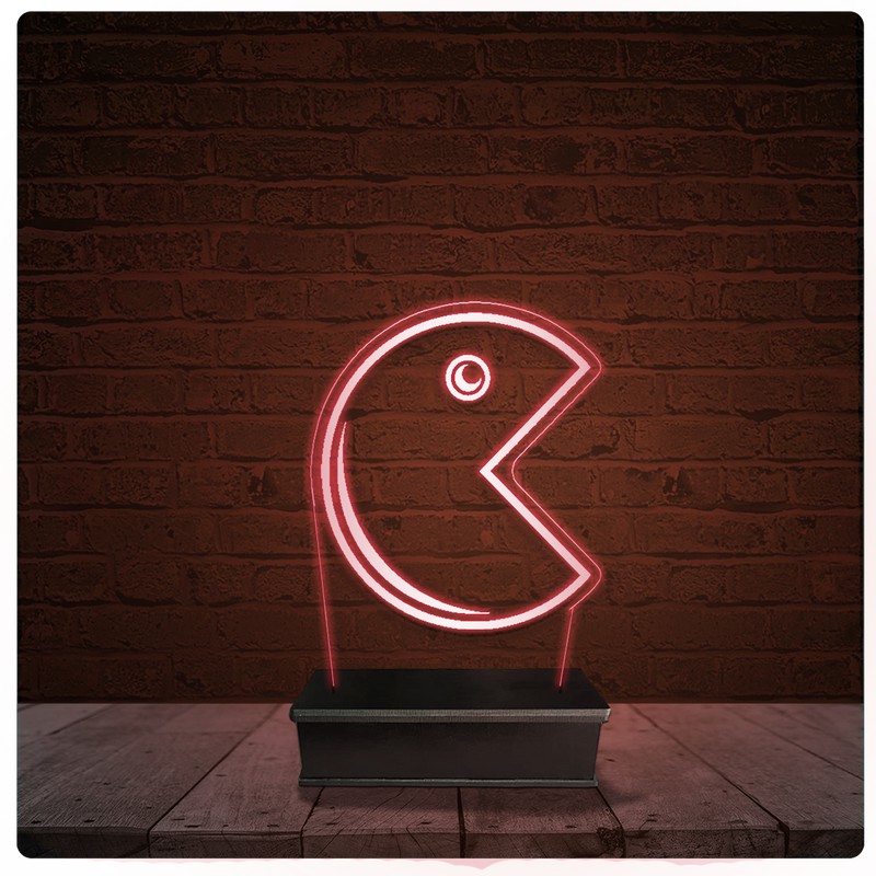Abajur Luminária Acrílico Led - Pac-Man Jogo Fliperama