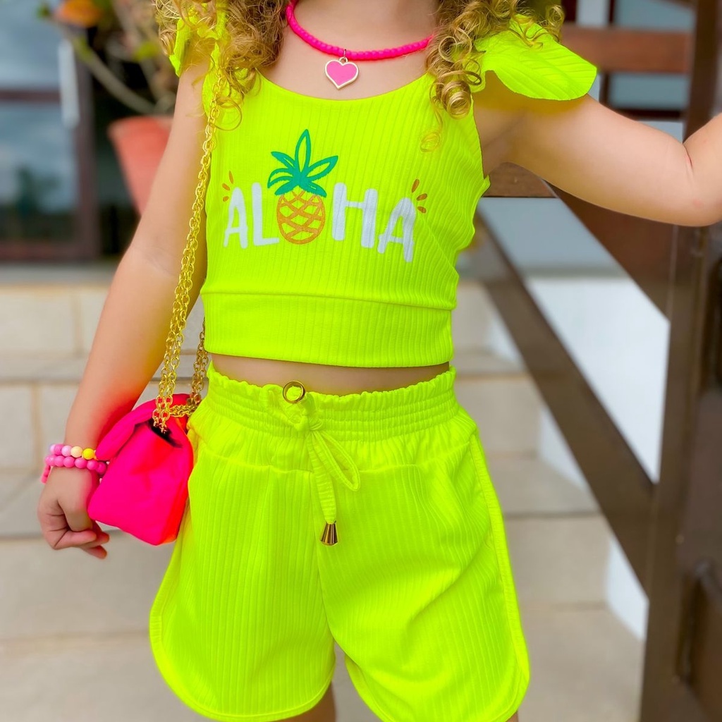 Conjunto Neon Infantil para meninas | Shopee Brasil