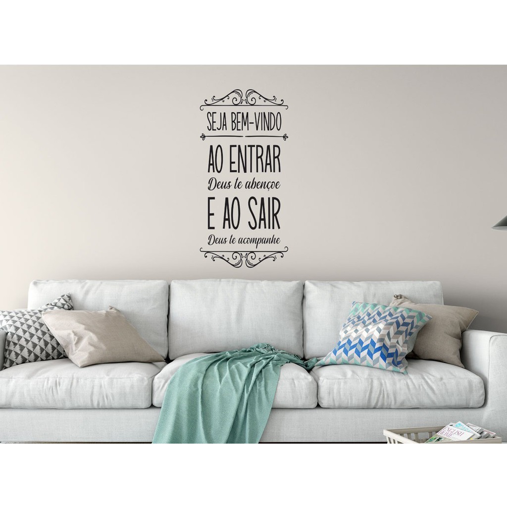 Adesivo Decorativo Frase Seja Bem-vindo Deus Te Abençoe em Oferta na Shopee