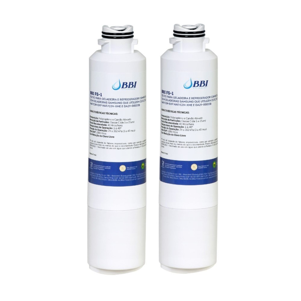 Kit 2 Filtro Interno BBI FS-1 Geladeira Refrigerador Samsung Haf-cin/exp Da29-00