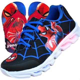 Kit Tenis Masculino Infantil De Led Meninos Homem Aranha + Chinelo Spider Barato Macio Confortável em Oferta na Shopee