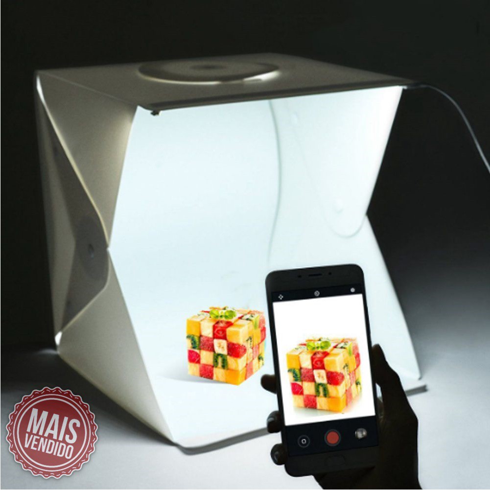 Caixa Luz Foto Mini Box Estúdio Fotográfico Com Fundo Preto e Branco LED Foto Profissional