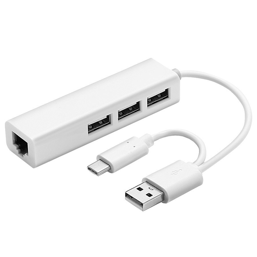 Cabo Adaptador Macbook Pro USB C 3.1 Para Hub 3x USB E Rede