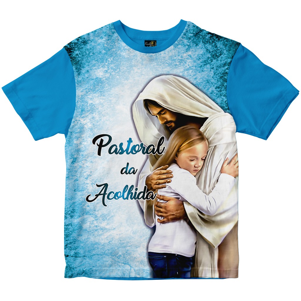 Camiseta Pastoral da Acolhida Rainha do Brasil Azul Turquesa