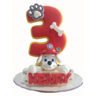 Vela Topo De aniversario  Em Biscuit Patrulha Marshall em Oferta na Shopee