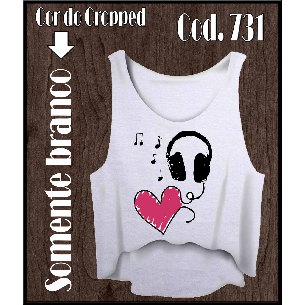 Cropped Regata Camiseta Feminina Academia Amo Musica em Oferta na Shopee