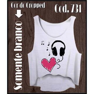 Cropped Regata Camiseta Feminina Academia Amo Musica em Oferta na Shopee